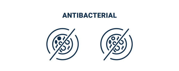 antibacterial icon. Outline and filled antibacterial icon from Hygiene and Sanitation collection. Line and glyph vector isolated on white background. Editable antibacterial symbol.