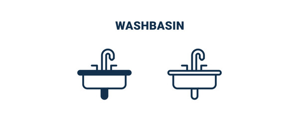washbasin icon. Outline and filled washbasin icon from Hygiene and Sanitation collection. Line and glyph vector isolated on white background. Editable washbasin symbol.