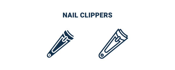 nail clippers icon. Outline and filled nail clippers icon from Hygiene and Sanitation collection. Line and glyph vector isolated on white background. Editable nail clippers symbol.