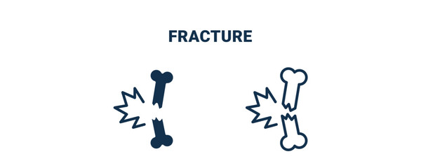 fracture icon. Outline and filled fracture icon from Insurance and Coverage collection. Line and glyph vector isolated on white background. Editable fracture symbol.