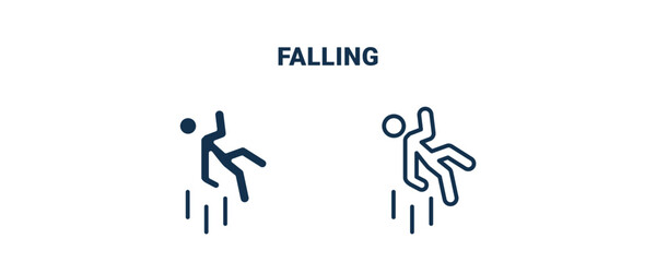 Naklejka premium falling icon. Outline and filled falling icon from Insurance and Coverage collection. Line and glyph vector isolated on white background. Editable falling symbol.