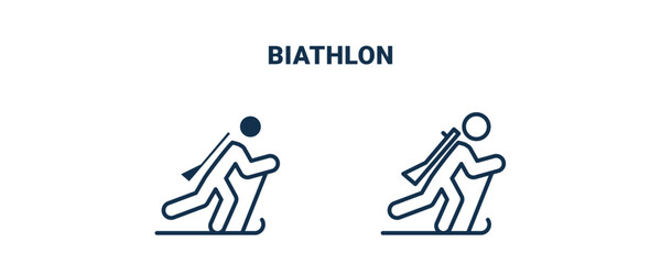 biathlon icon. Outline and filled biathlon icon from sport and game collection. Line and glyph vector isolated on white background. Editable biathlon symbol.