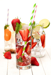 Refreshing Strawberry Mint and lemon Iced Water