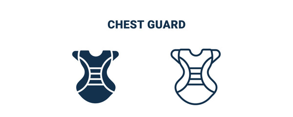 chest guard icon. Outline and filled chest guard icon from sport and game collection. Line and glyph vector isolated on white background. Editable chest guard symbol.