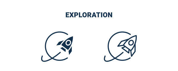 exploration icon. Outline and filled exploration icon from startup and strategy collection. Line and glyph vector isolated on white background. Editable exploration symbol.