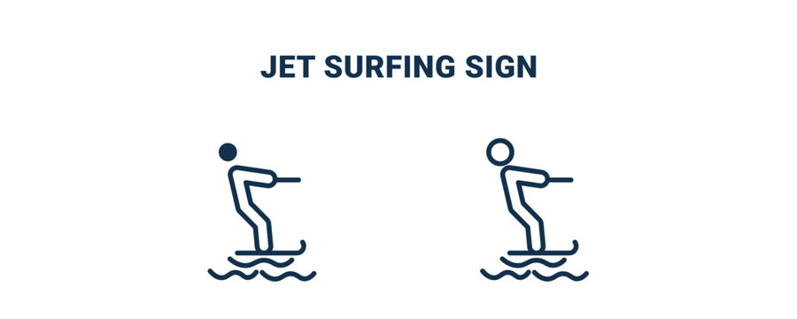 jet surfing sign icon. Outline and filled jet surfing sign icon from sport and game collection. Line and glyph vector isolated on white background. Editable jet surfing sign symbol.