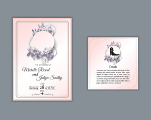 Luxury wedding invitation vector template or Floral minimal wedding poster template