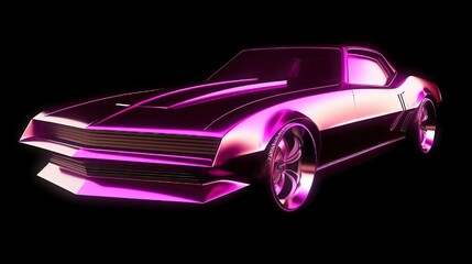 Naklejka premium Futuristic retro wave synth wave car Retro sport car. Sports Car Illustration. Generative AI