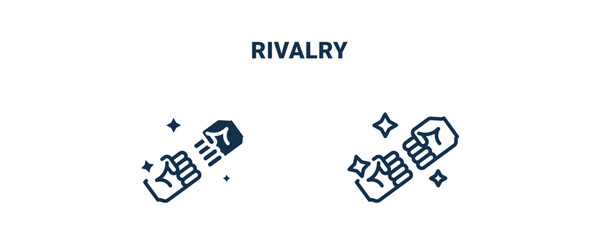 rivalry icon. Outline and filled rivalry icon from startup and strategy collection. Line and glyph vector isolated on white background. Editable rivalry symbol.