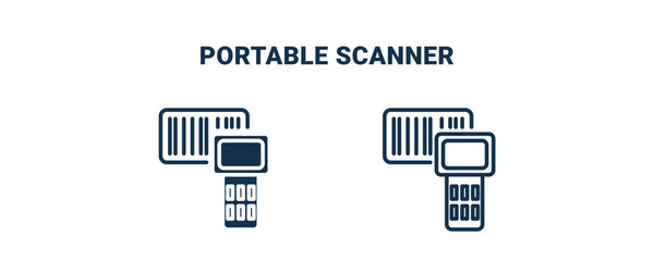 portable scanner icon. Outline and filled portable scanner icon from technology collection. Line and glyph vector isolated on white background. Editable portable scanner symbol.