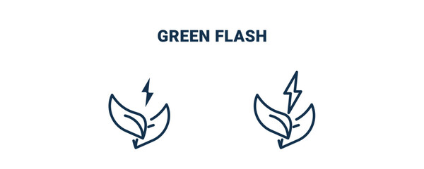 green flash icon. Outline and filled green flash icon from technology collection. Line and glyph vector isolated on white background. Editable green flash symbol.