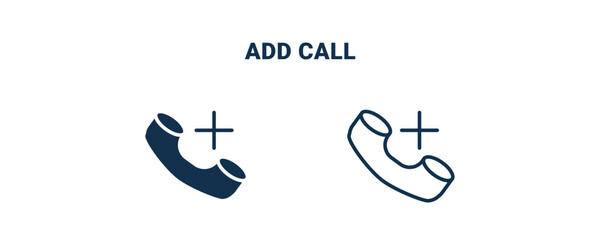 Fototapeta premium add call icon. Outline and filled add call icon from technology collection. Line and glyph vector isolated on white background. Editable add call symbol.