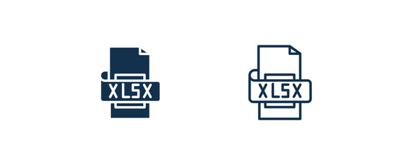 xlsx icon. Outline and filled xlsx icon from artificial intellegence collection. Line and glyph vector isolated on white background. Editable xlsx symbol.