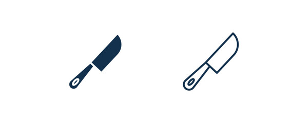 big knife icon. Outline and filled big knife icon from restaurant collection. Line and glyph vector isolated on white background. Editable big knife symbol.