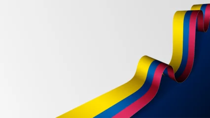 Foto op Canvas Colombia ribbon flag background. © silentstock639
