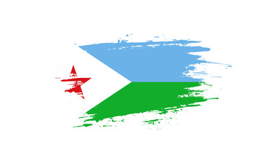 Creative hand-drawn brush stroke flag of DJIBOUTI country vector illustration
