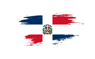 Creative hand-drawn brush stroke flag of  DOMINICAN REPUBLIC country vector illustration