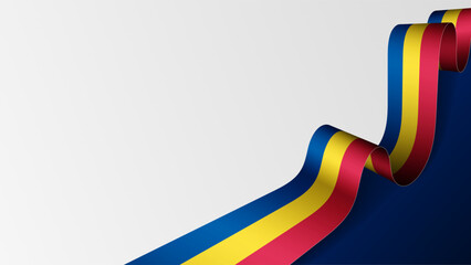 Romania ribbon flag background. - obrazy, fototapety, plakaty