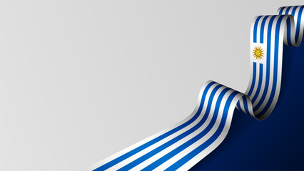 Uruguay ribbon flag background.