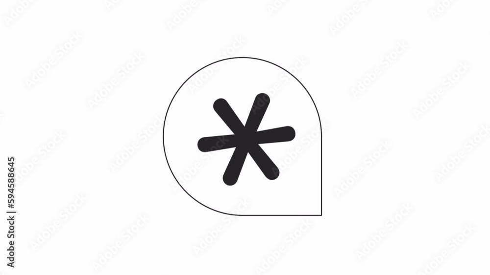 Poster animated bw six-pointed star. black and white thin line icon 4k video footage for web design. ambula