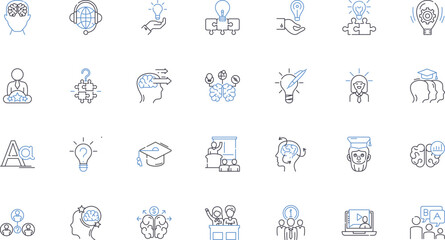 Approach line icons collection. Boldness, Ingenuity, Novelty, Originality, Resourcefulness, Strategy, Unconventional vector and linear illustration. Innovation,Creative,Insightful outline signs set - obrazy, fototapety, plakaty