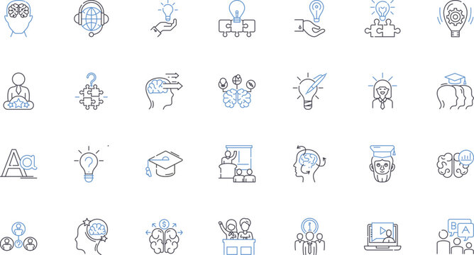 Approach line icons collection. Boldness, Ingenuity, Novelty, Originality, Resourcefulness, Strategy, Unconventional vector and linear illustration. Innovation,Creative,Insightful outline signs set