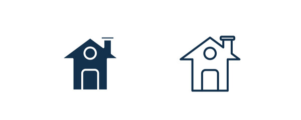 Fototapeta premium green home icon. Outline and filled green home, house icon from ecology collection. Line and glyph vector isolated on white background. Editable green home symbol.