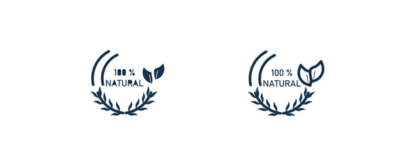 100 % natural badge icon. Outline and filled 100 % natural badge, sign icon from ecology collection. Line and glyph vector isolated on white background. Editable 100 % natural badge symbol.