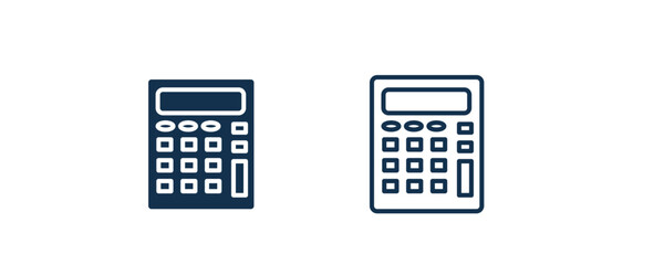 adding machine icon. Outline and filled adding machine, machine icon from education collection. Line and glyph vector isolated on white background. Editable adding machine symbol.