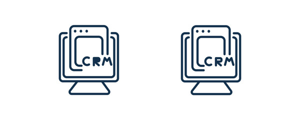 crm icon. Outline and filled crm icon from marketing collection. Line and glyph vector isolated on white background. Editable crm symbol.
