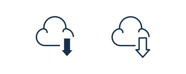 download from cloud icon. Outline and filled download from cloud icon from marketing collection. Line and glyph vector isolated on white background. Editable download from cloud symbol.