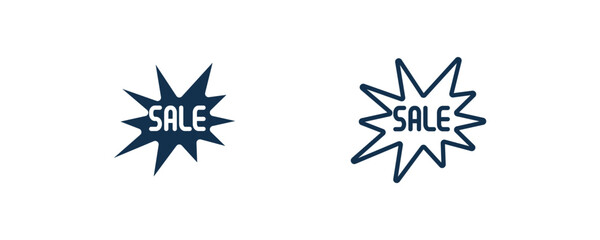 sale icon. Outline and filled sale icon from marketing collection. Line and glyph vector isolated on white background. Editable sale symbol.