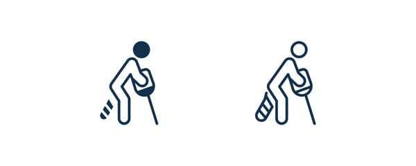 broken leg icon. Outline and filled broken leg icon from humans and behavior collection. Line and glyph vector isolated on white background. Editable broken leg symbol.