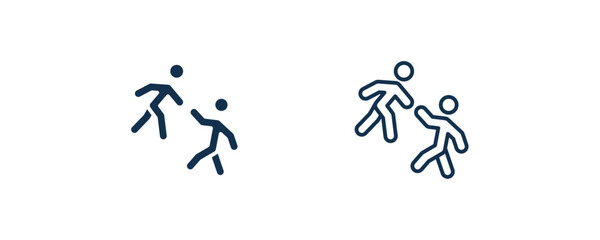 Naklejka premium helping icon. Outline and filled helping icon from humans and behavior collection. Line and glyph vector isolated on white background. Editable helping symbol.