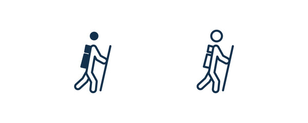 man in hike icon. Outline and filled man in hike icon from humans and behavior collection. Line and glyph vector isolated on white background. Editable man in hike symbol.