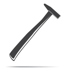 Hammer icon isolated on white background. One of Construction Materials