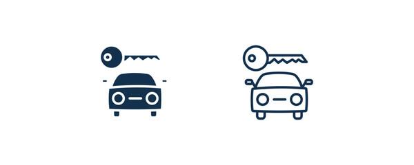 rent a car icon. Outline and filled rent a car icon from hotel and restaurant collection. Line and glyph vector isolated on white background. Editable rent a car symbol.