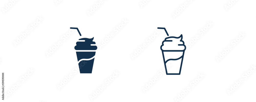 Wall mural smoothie with straw icon. outline and filled smoothie with straw icon from cinema and theater collec