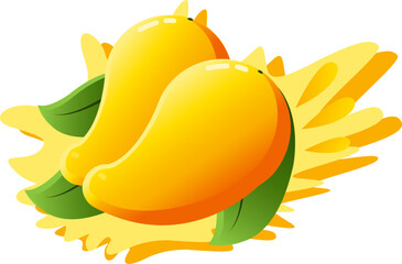 Mango Yellow Splash Fruit Tropical Fresh Summer Isolated