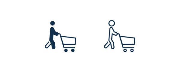 man shopping icon. Outline and filled man shopping icon from behavior and action collection. Line and glyph vector isolated on white background. Editable man shopping symbol.
