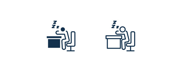 man snoozing icon. Outline and filled man snoozing icon from behavior and action collection. Line and glyph vector isolated on white background. Editable man snoozing symbol.