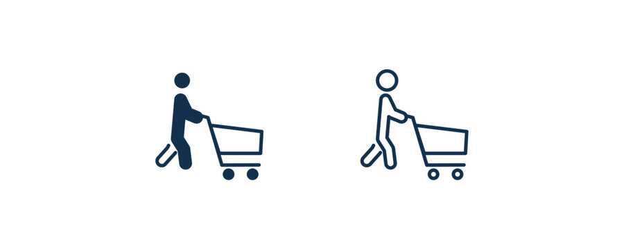 man shopping icon. Outline and filled man shopping icon from behavior and action collection. Line and glyph vector isolated on white background. Editable man shopping symbol.
