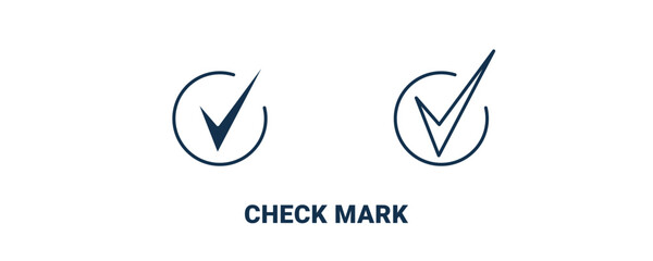 check mark icon. Outline and filled check mark icon from education and science collection. Line and glyph vector isolated on white background. Editable check mark symbol.