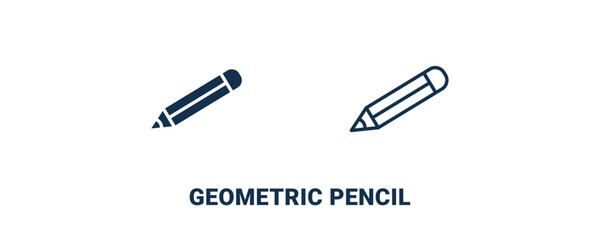 geometric pencil icon. Outline and filled geometric pencil icon from education and science collection. Line and glyph vector isolated on white background. Editable geometric pencil symbol.