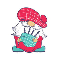 Scottish dwarf in a red kilt playing the bagpipes