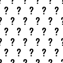 Question mark seamless pattern. Repeating interrogation patern. Black simple quastion on white sample background. Repeated modern wallpaper guess for design prints. Repeat swatch. Vector illustration