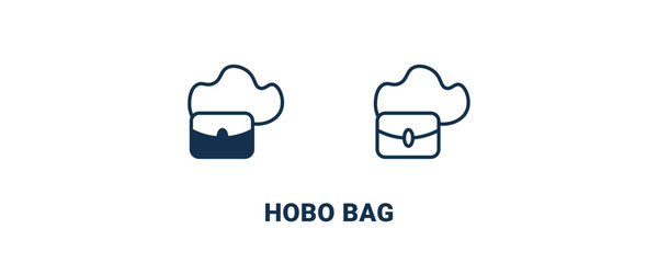 hobo bag icon. Outline and filled hobo bag icon from clothes and outfit collection. Line and glyph vector isolated on white background. Editable hobo bag symbol.