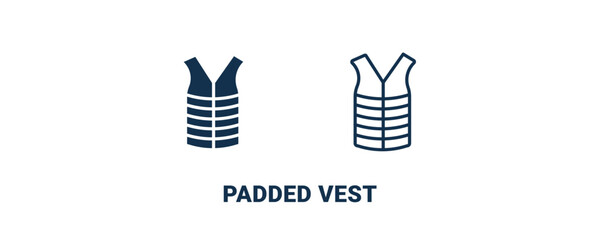 padded vest icon. Outline and filled padded vest icon from clothes and outfit collection. Line and glyph vector isolated on white background. Editable padded vest symbol.