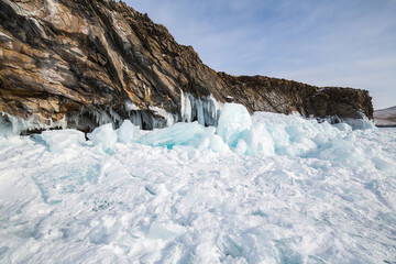 Coast of lake Baikal in winter