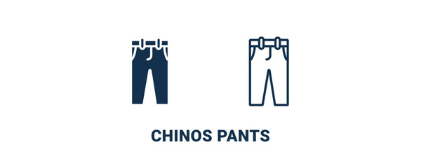 chinos pants icon. Outline and filled chinos pants icon from clothes and outfit collection. Line and glyph vector isolated on white background. Editable chinos pants symbol.